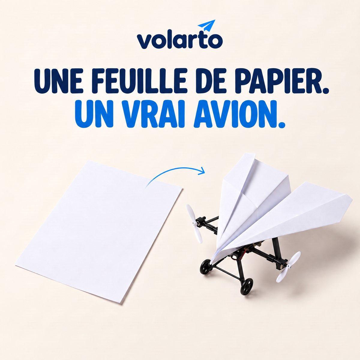 Une feuille A4 devient un vrai avion Volarto