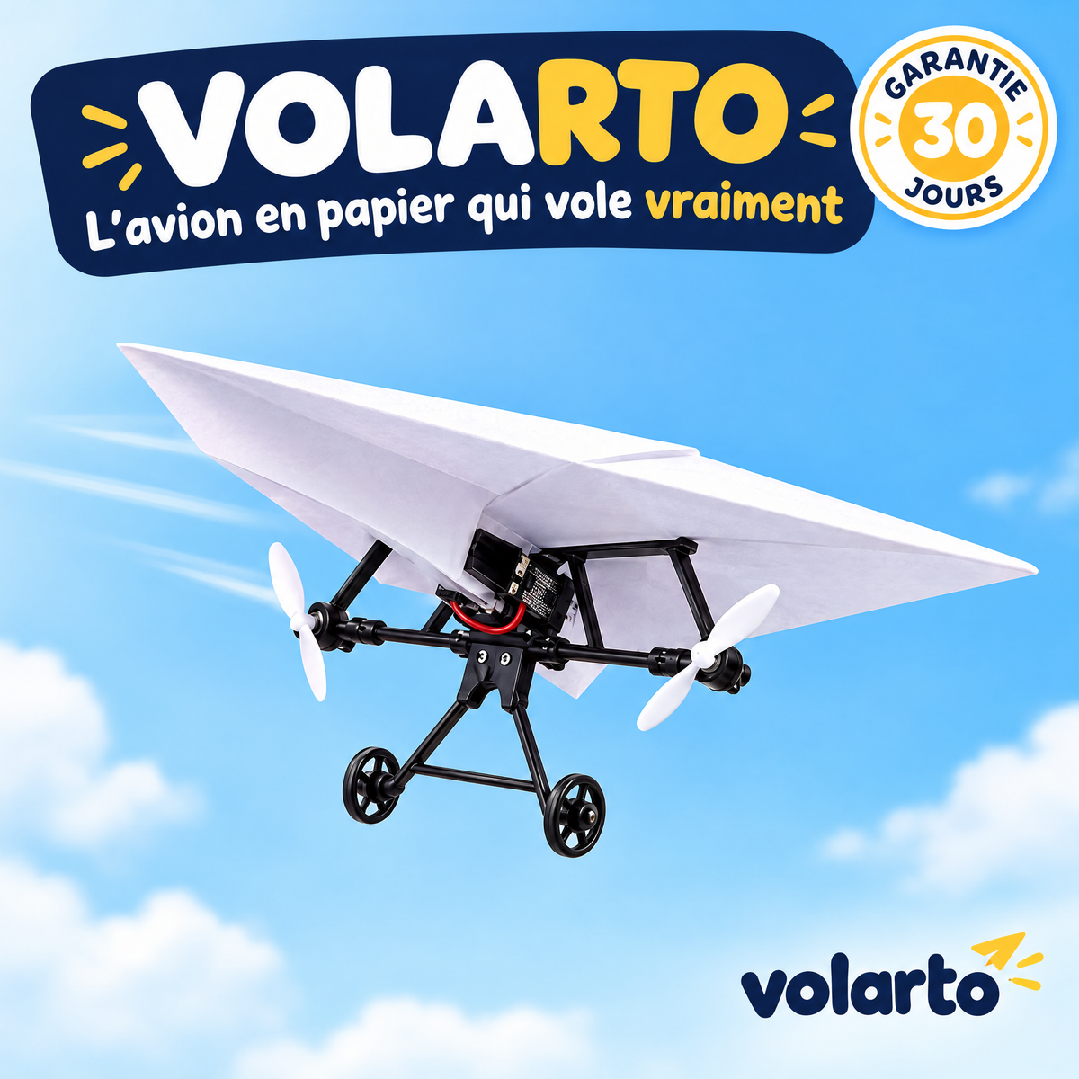 Volarto, l'avion en papier télécommandé en vol – garantie 30 jours